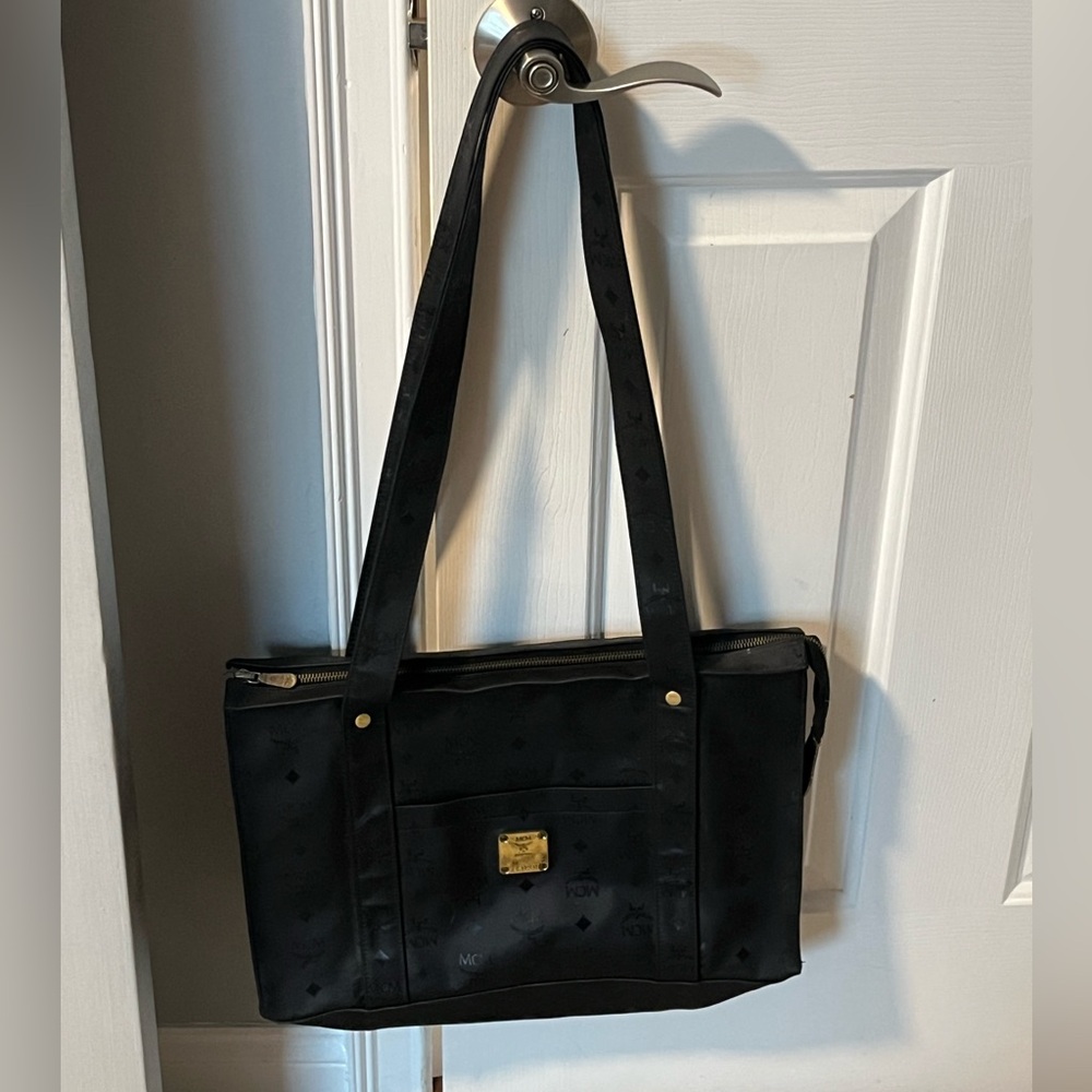 Vintage MCM Monogram Black Nylon Shopping Tote - Picture 3 of 11